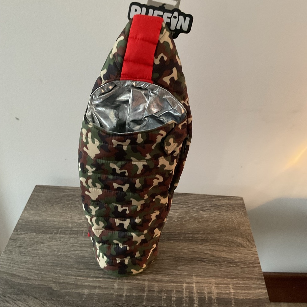 Puffin Camo Toiletry Bag with Red Accent
